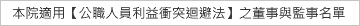 本院適用【公職人員利益衝突迴避法】之董事與監事名單